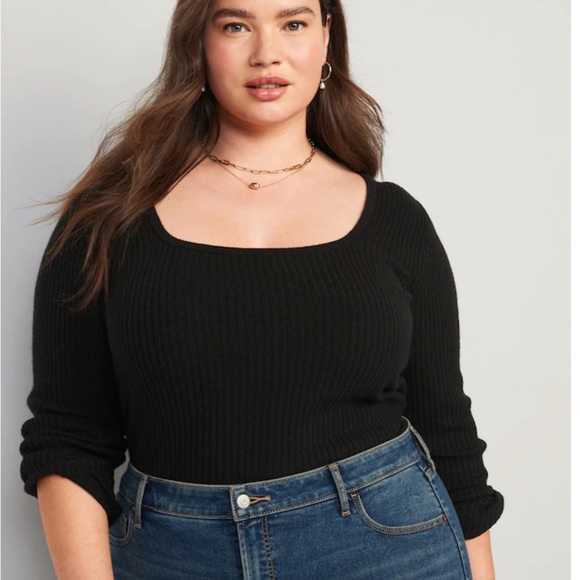 Old navy Fitted Cropped Square-Neck Rib-Knit Sweater 3X Plus Size Curvy - Picture 1 of 5